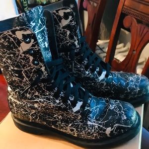 Paint Splattered Combat Boots